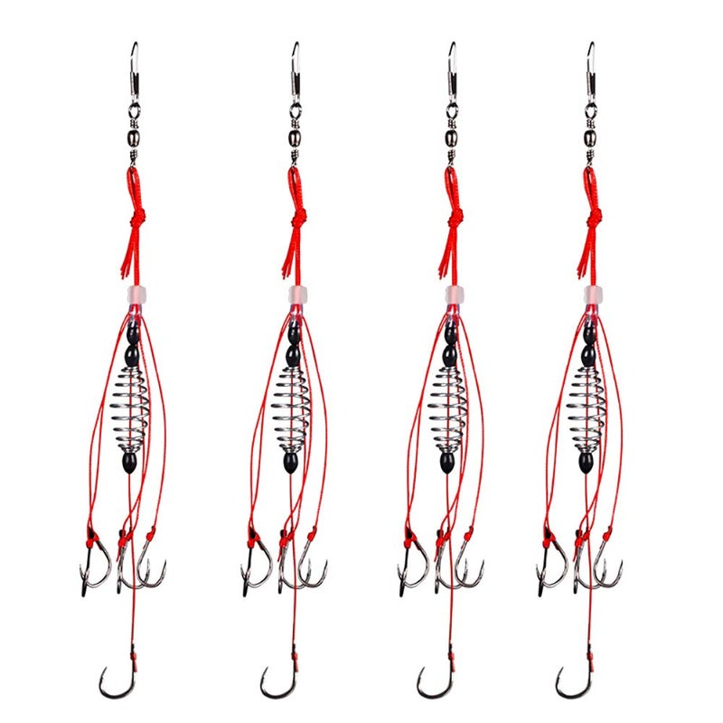 Dyxssm Trap Fishing Hooks Carp Fishing Baits Hook Lure with Fishing Spring Carp Feeder (Pack of 4) (6#) - Image 1